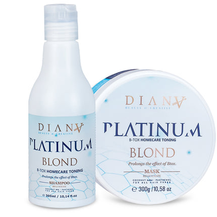 Platinum Hair Botox Home Care Set – Shampoo + Maske mit violettem Pigment für kühles blondes Haar – 2 × 300 ml