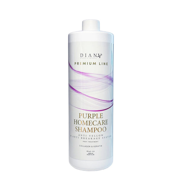 Shampoing Premium Line Purple Home Care – Soin des cheveux blonds enrichi en pigments violets, collagène et kératine – 1000 ml