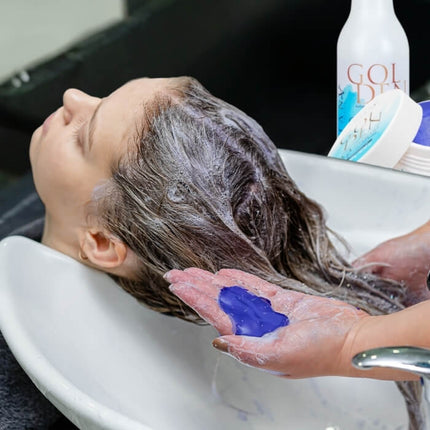 Golden Blue Protein Home Care Mask – Herstellend masker met violet pigment voor blond haar – 300g