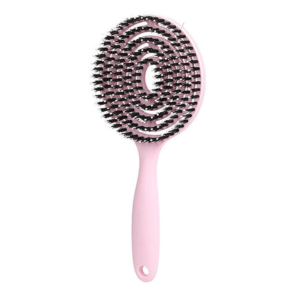 Super Flexible Hair Brush with Boar Bristles – Powder Pink – Massage, Detangle &amp; Blow-dry