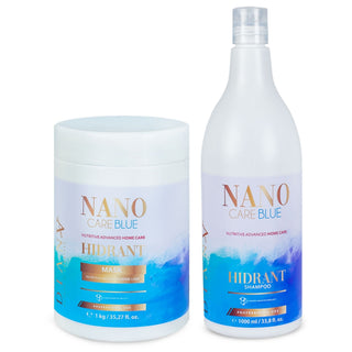 Haarverzorgingsset NanoBlue – Shampoo + Masker 1000 ml met violet pigment & hyaluronzuur