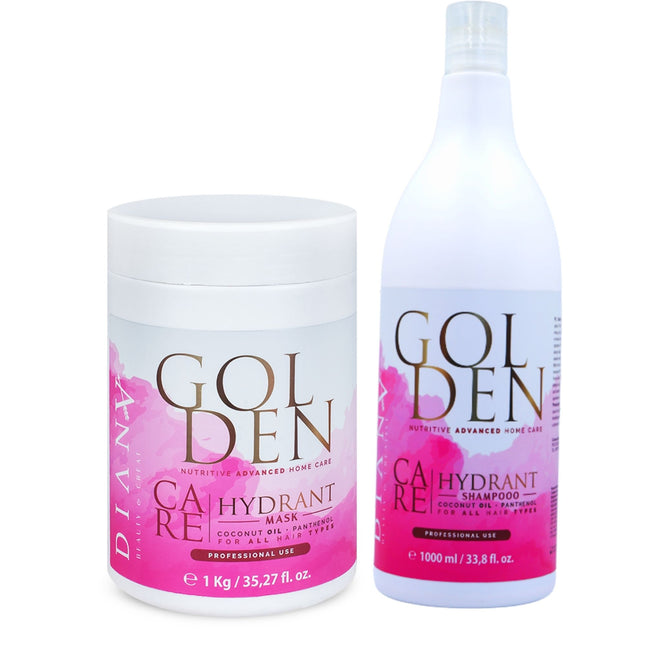Golden Protein Home Care Set – Shampoo + Haarmasker met panthenol, hyaluronzuur & gouddeeltjes – 2×1000 ml