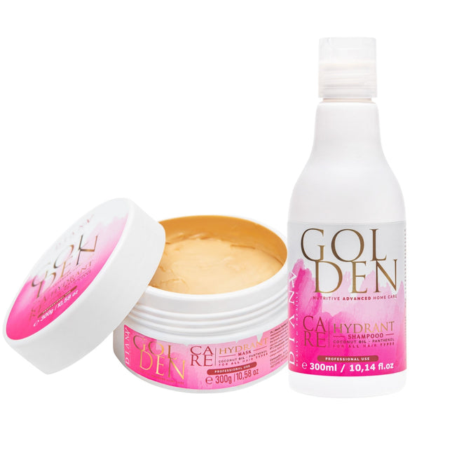 Golden Protein Home Care Set – Shampoo + Haarmasker met panthenol, hyaluronzuur & gouddeeltjes – 2×300ml